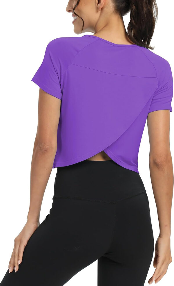 689a220ecb9e993fcebc8c1787f4a8f3afca70e2b24da47ca1751.jpg Mippo Workout Tops for Women Cropped Split Back Athletic Gym Exercise Shirts Loose Fit