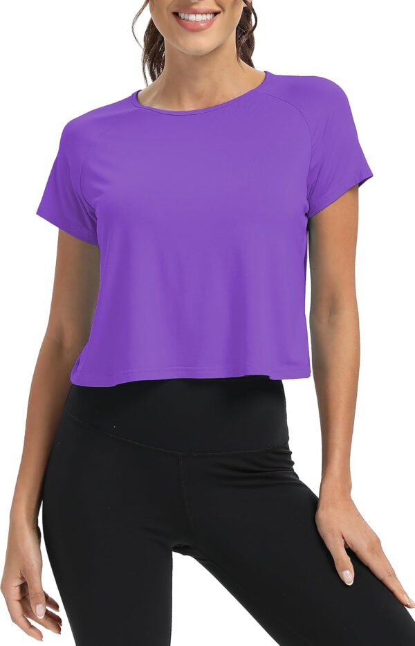 689a220fc263c70105e49cd78bfee92289e26c967db3a486c1325.jpg Mippo Workout Tops for Women Cropped Split Back Athletic Gym Exercise Shirts Loose Fit