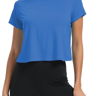 689a221351650732b2338bdc15edb0ba200fe5de4a016da4d507a.jpg Mippo Workout Tops for Women Cropped Split Back Athletic Gym Exercise Shirts Loose Fit
