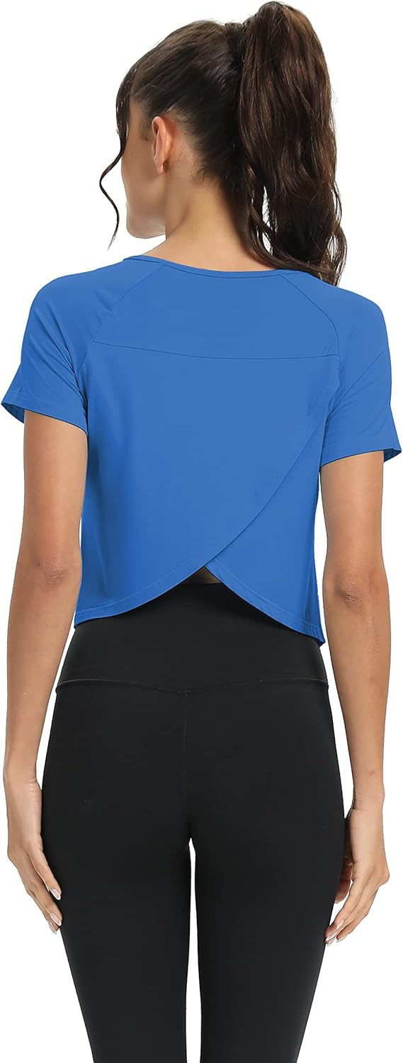 689a2215599b76873815285429fccc87379c32c6071961fe1efd7.jpg Mippo Workout Tops for Women Cropped Split Back Athletic Gym Exercise Shirts Loose Fit