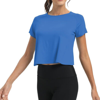 689a221629909972f99b7bc0206f6588b2b15ae44f183afa5ec52.jpg Mippo Workout Tops for Women Cropped Split Back Athletic Gym Exercise Shirts Loose Fit