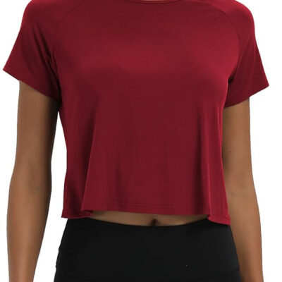 689a221aeeec573916da1ee99df7a1e7261dacba7fa16103e7f5e.jpg Mippo Workout Tops for Women Cropped Split Back Athletic Gym Exercise Shirts Loose Fit