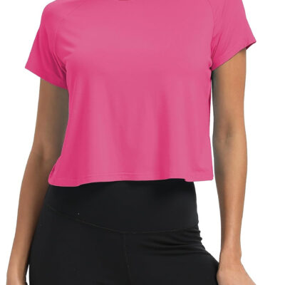 689a221cb81183d36c297af120401842f59547a80a4bcf42093da.jpg Mippo Workout Tops for Women Cropped Split Back Athletic Gym Exercise Shirts Loose Fit