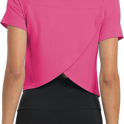 689a221ea2708c1b6cf6766026c7d54ba0b97efe6cce3c4f3b2c3.jpg Mippo Workout Tops for Women Cropped Split Back Athletic Gym Exercise Shirts Loose Fit