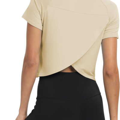 689a22202bd139fd3fe083c71e5316d142abe8d1320ae22bc0615.jpg Mippo Workout Tops for Women Cropped Split Back Athletic Gym Exercise Shirts Loose Fit