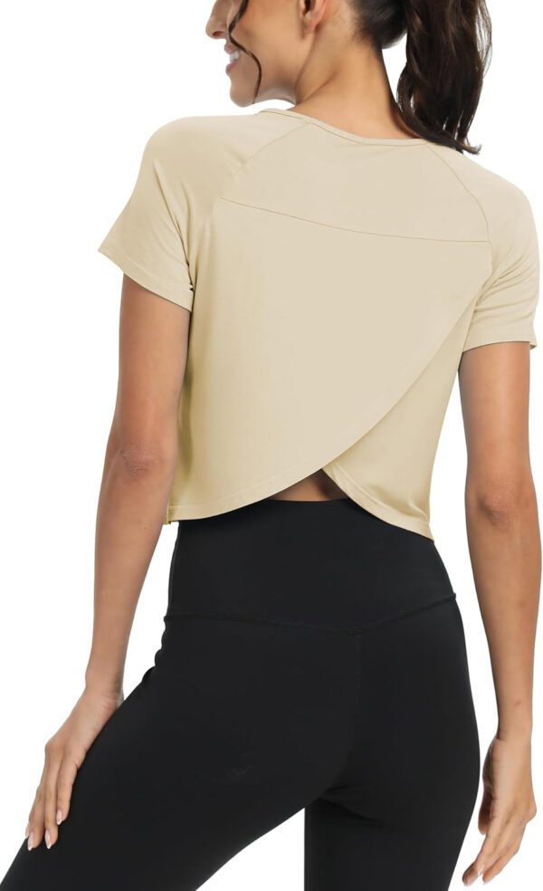 689a22202bd139fd3fe083c71e5316d142abe8d1320ae22bc0615.jpg Mippo Workout Tops for Women Cropped Split Back Athletic Gym Exercise Shirts Loose Fit