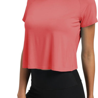 689a22258fd2af0365e0fefe79d68c9a04e53cce3743ba55cf478.jpg Mippo Workout Tops for Women Cropped Split Back Athletic Gym Exercise Shirts Loose Fit