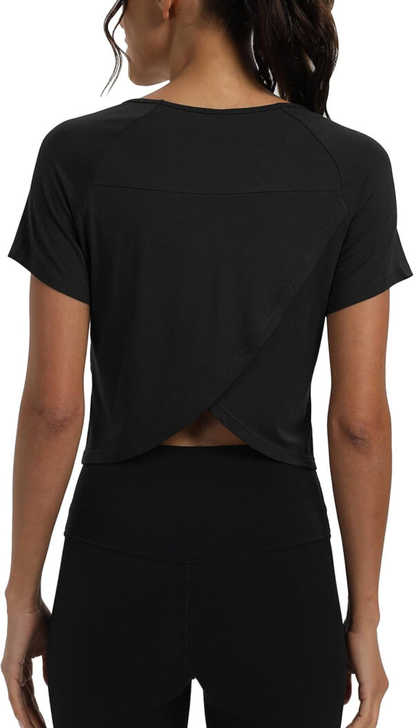 689a222804476e40f486f270521c9bc451a4adad124794c7cbdea.jpg Mippo Workout Tops for Women Cropped Split Back Athletic Gym Exercise Shirts Loose Fit