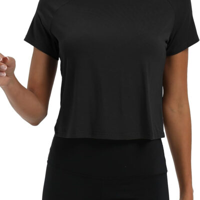 689a2228f3de7eb61f1186647a4f4ca036d160eb11a05aebc2236.jpg Mippo Workout Tops for Women Cropped Split Back Athletic Gym Exercise Shirts Loose Fit