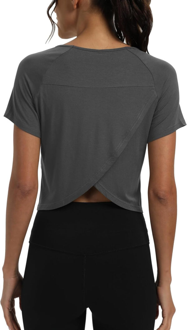 689a222bde03f42d5a5444deaf8cd995dbf351df8cbf1dc8f98c6.jpg Mippo Workout Tops for Women Cropped Split Back Athletic Gym Exercise Shirts Loose Fit