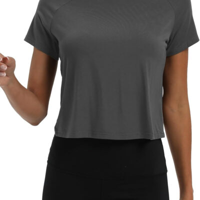 689a222cdd9832aca0dd1c7497c3dfcd22ae230f46cbac936569a.jpg Mippo Workout Tops for Women Cropped Split Back Athletic Gym Exercise Shirts Loose Fit
