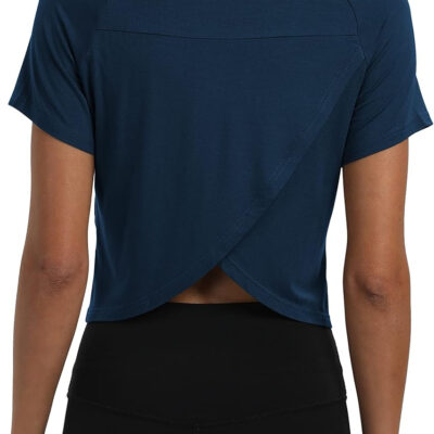 689a2230c6f74eb622ad887e70767177850d2edb21540e452fffb.jpg Mippo Workout Tops for Women Cropped Split Back Athletic Gym Exercise Shirts Loose Fit
