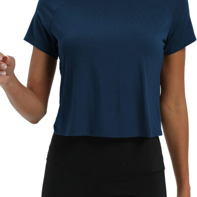 689a2231be22e8f250c23fe93c2d52e39fe9226d3e2d5760061ab.jpg Mippo Workout Tops for Women Cropped Split Back Athletic Gym Exercise Shirts Loose Fit
