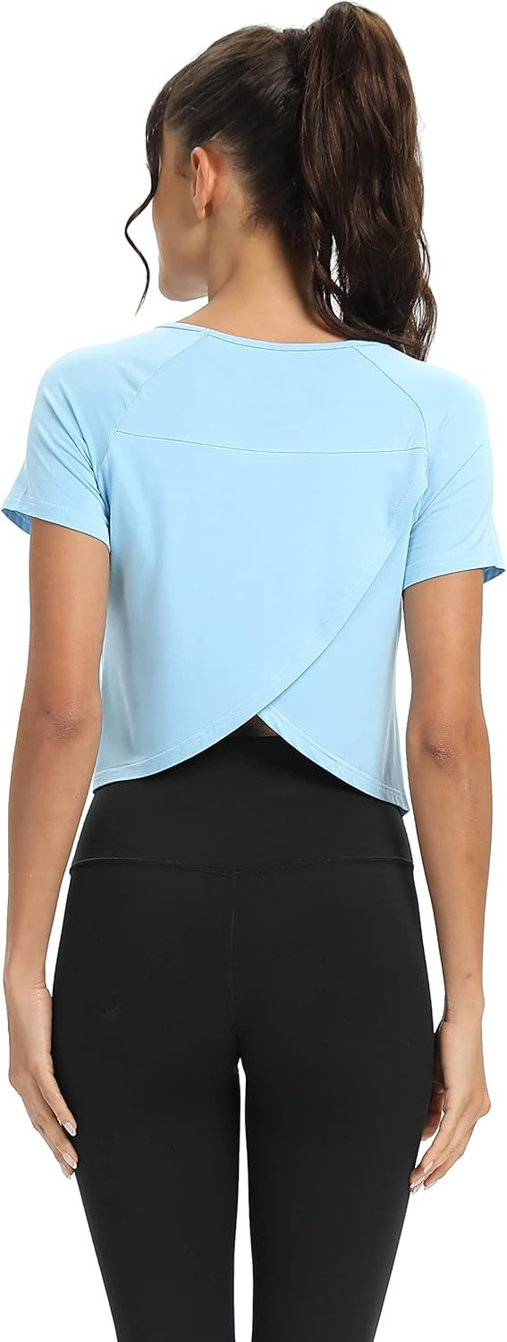 689a223804dd8cf1696cd098d416590e01845c73060dd1b92d52b.jpg Mippo Workout Tops for Women Cropped Split Back Athletic Gym Exercise Shirts Loose Fit