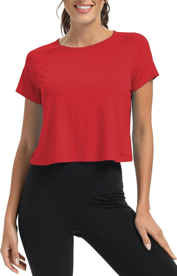 689a22397f2f0efd5a636ce9ace920e61e8810979aabbd9f687c3.jpg Mippo Workout Tops for Women Cropped Split Back Athletic Gym Exercise Shirts Loose Fit