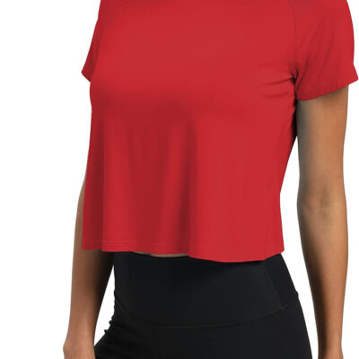 689a223a8c65d1f2bc8478a54c28152c95b52dea5165095d17e11.jpg Mippo Workout Tops for Women Cropped Split Back Athletic Gym Exercise Shirts Loose Fit