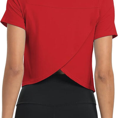 689a223b94adfb03fbcf8ace0f1e3bb25b8a6cd660666758bd13e.jpg Mippo Workout Tops for Women Cropped Split Back Athletic Gym Exercise Shirts Loose Fit