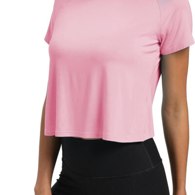 689a224171e03c4b07b672fce69a63e4107867360b9e1127323d2.jpg Mippo Workout Tops for Women Cropped Split Back Athletic Gym Exercise Shirts Loose Fit