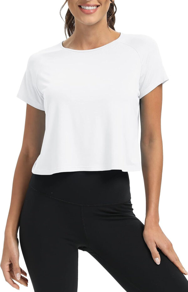 689a2243c77ac0ce741b955e23bfcf15e791de66605ca4c7090b9.jpg Mippo Workout Tops for Women Cropped Split Back Athletic Gym Exercise Shirts Loose Fit