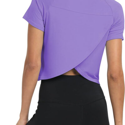 689a22461aff06d28d7a2d51e1d23b4d2be29e954d4992482b1dc.jpg Mippo Workout Tops for Women Cropped Split Back Athletic Gym Exercise Shirts Loose Fit