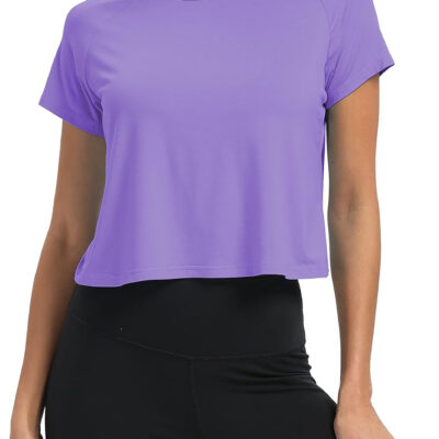 689a22473b4050767032568b3eac6a810b00835d2b175ea177d25.jpg Mippo Workout Tops for Women Cropped Split Back Athletic Gym Exercise Shirts Loose Fit
