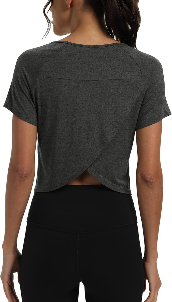 689a2249bbb548f44da28bf7118799574e059c20b212564d06c5f.jpg Mippo Workout Tops for Women Cropped Split Back Athletic Gym Exercise Shirts Loose Fit