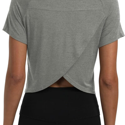 689a224de9ae759520835496bab3e5c2c144e7fd6fe056813d8e9.jpg Mippo Workout Tops for Women Cropped Split Back Athletic Gym Exercise Shirts Loose Fit