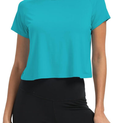 689a22539c1875b2ebbf419437402c4d1454a1d291654945cd5af.jpg Mippo Workout Tops for Women Cropped Split Back Athletic Gym Exercise Shirts Loose Fit