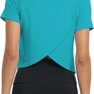689a225577f8925a74c2c0c39bd1f9c0dd20418f8a39195206d7a.jpg Mippo Workout Tops for Women Cropped Split Back Athletic Gym Exercise Shirts Loose Fit