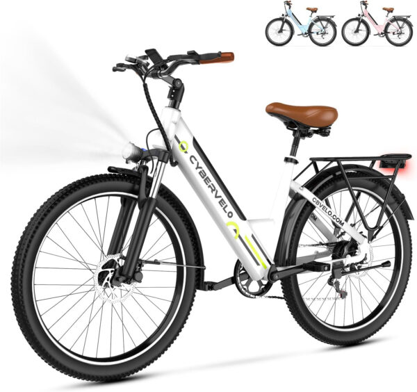 1000 Peak Electric Bike for Adults,up 80 Miles Removable Battery Ebike, 26" Electric E Bike with 7-Speed,Adult Electric Bicycles for Commute Beach Snow Womens All Terrain