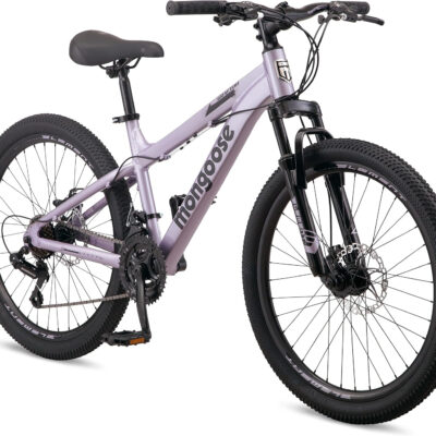 689a33b242cecb6880d2417a6957fe936d8c8e7101fb51935dfee.jpg Mongoose Grafton Mountain Bike, 24, 26 or 27.5 Inch Bike, 21 Speed, Aluminum Frame, Knobby Mountain Tires, Suspension Fork, Trigger Shifters, Mechanical Disc Brakes, Teal, Tan, Blue or Purple
