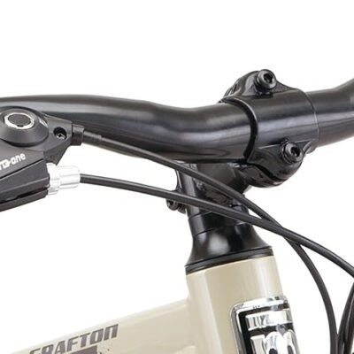 689a33bc90dafbb6380e2487203d581b00cbaf8b8e41a618f1c84.jpg Mongoose Grafton Mountain Bike, 24, 26 or 27.5 Inch Bike, 21 Speed, Aluminum Frame, Knobby Mountain Tires, Suspension Fork, Trigger Shifters, Mechanical Disc Brakes, Teal, Tan, Blue or Purple