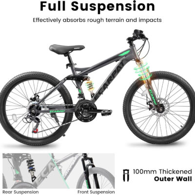689a33ed50e09b6e4cc449747d0b74eef0772f8ecf50ebf26e824.jpg LuckyMoon 24 Inch Full Suspension Mountain Bike, 21-Speed Gear Indicator Shifter, Dual Disc Brakes, High Carbon Steel Frame, Shock Absorber MTB for Adults Teens, Unisex Trail Bicycle for Men & Women