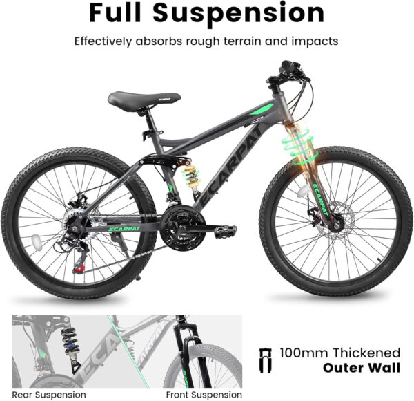 689a33ed50e09b6e4cc449747d0b74eef0772f8ecf50ebf26e824.jpg LuckyMoon 24 Inch Full Suspension Mountain Bike, 21-Speed Gear Indicator Shifter, Dual Disc Brakes, High Carbon Steel Frame, Shock Absorber MTB for Adults Teens, Unisex Trail Bicycle for Men & Women