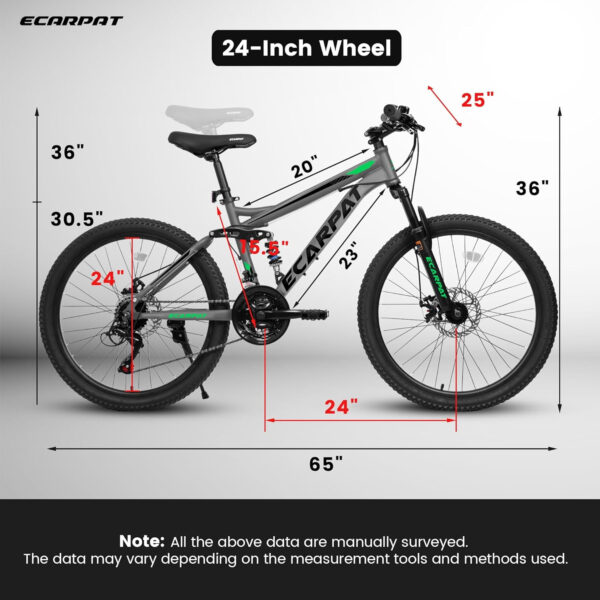689a33ee4f6c0d1caef3e9488a82c490468e00c75ca069bc2f1b2.jpg LuckyMoon 24 Inch Full Suspension Mountain Bike, 21-Speed Gear Indicator Shifter, Dual Disc Brakes, High Carbon Steel Frame, Shock Absorber MTB for Adults Teens, Unisex Trail Bicycle for Men & Women
