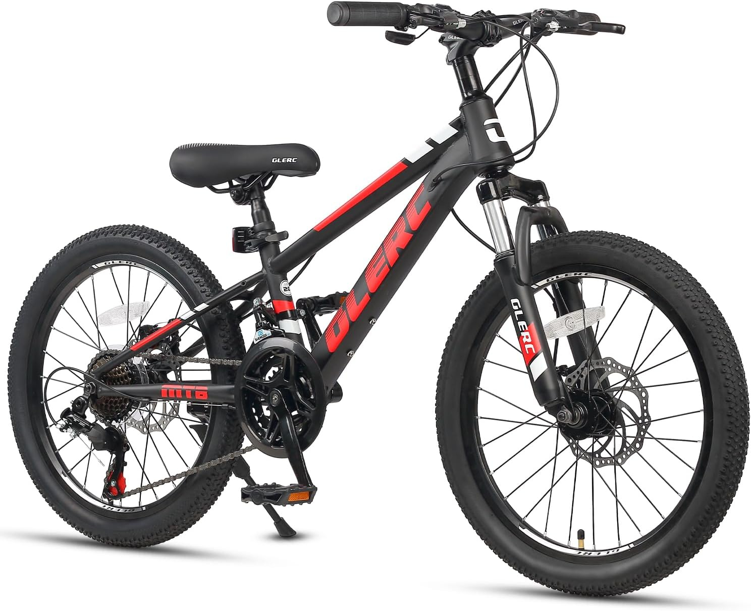 Glerc 20 24 Inch Kids Bike, Kids Mountain Bike for Boys and Girls Ages 6-14, 21-Speed Skyline Bicycle with Front Suspension and Disc Brakes, Multiple Colors
