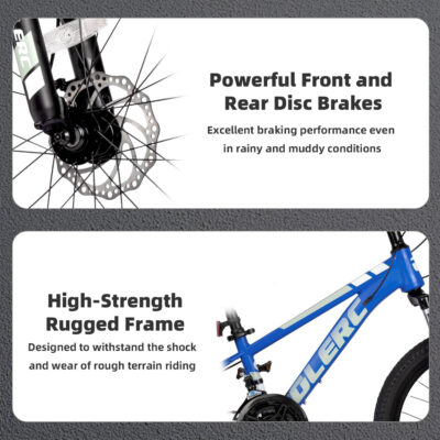 Glerc 20 24 Inch Kids Bike, Kids Mountain Bike for Boys and Girls Ages 6-14, 21-Speed Skyline Bicycle with Front Suspension and Disc Brakes, Multiple Colors