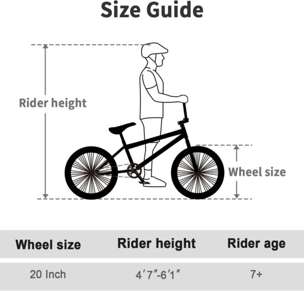 Freestyle BMX Bike, 20 Inch Yaphet Bicycle for Teen Beginner and Adult Riders, Bike with Hi-Ten Steel Frame, Multiple Colors