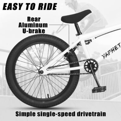 Freestyle BMX Bike, 20 Inch Yaphet Bicycle for Teen Beginner and Adult Riders, Bike with Hi-Ten Steel Frame, Multiple Colors