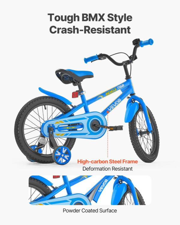 689a38c8ac7f1c1fb8b56266391675f25e5f73748524fcccab1b4.jpg VEVOR Kids Bike, 14/16/18 Inches BMX Style Children Bicycle, Training Wheels Included, Sturdy and Easy to Assemble, Toddler Bike for Boys & Girls Learning to Ride, Blue