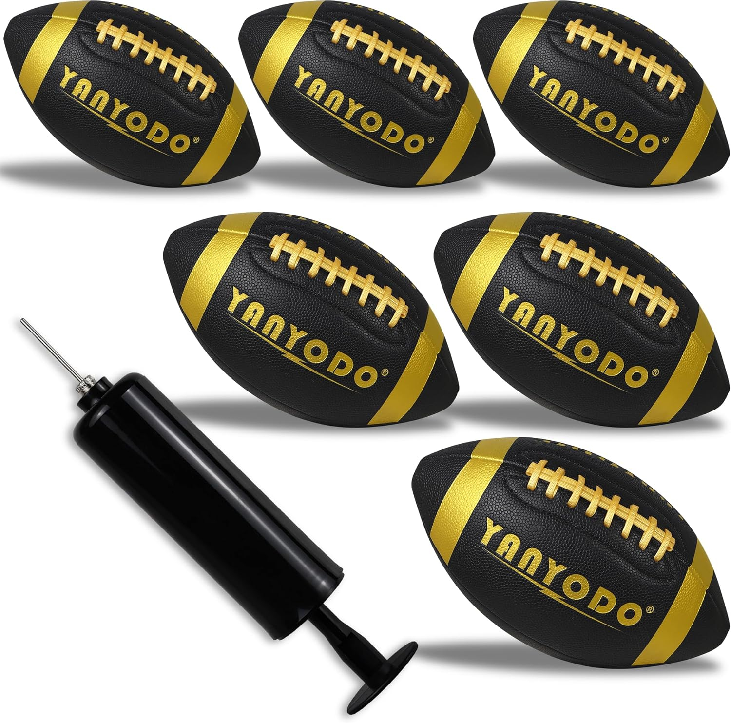 6 Pack Football Size 6/9 Official Sized Ball with Textured Grip for Youth High School&College Practice, Match and Scrimmage Play Indoors & Outdoors All Weather Use with Pump