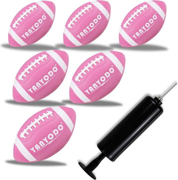 689a3e2419255975fdfbc9ecb036af2fd3136351d311a23c99bf2.jpg 6 Pack Football Size 6/9 Official Sized Ball with Textured Grip for Youth High School&College Practice, Match and Scrimmage Play Indoors & Outdoors All Weather Use with Pump