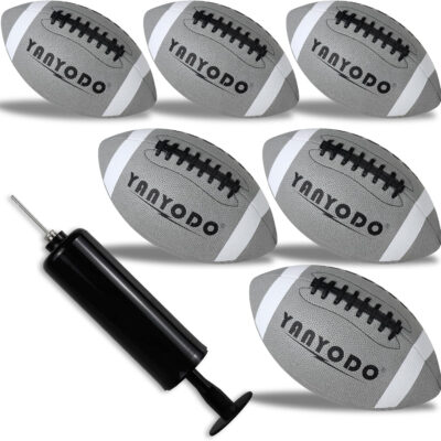 689a3e3a3e0b20c419fd020e07d979a90c4b60ca7a9ad71b84334.jpg 6 Pack Football Size 6/9 Official Sized Ball with Textured Grip for Youth High School&College Practice, Match and Scrimmage Play Indoors & Outdoors All Weather Use with Pump
