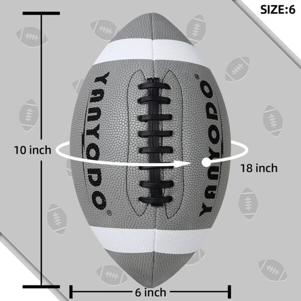 689a3e400d0106d5776602cc919e88aaac7cec3375e1ba28221f9.jpg 6 Pack Football Size 6/9 Official Sized Ball with Textured Grip for Youth High School&College Practice, Match and Scrimmage Play Indoors & Outdoors All Weather Use with Pump