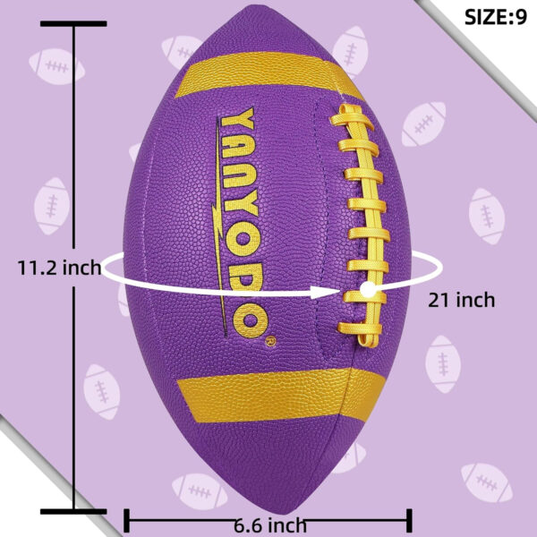 689a3e4c4e94ebd61de82ad29b38a7735725f1ac9acc48ac1803c.jpg 6 Pack Football Size 6/9 Official Sized Ball with Textured Grip for Youth High School&College Practice, Match and Scrimmage Play Indoors & Outdoors All Weather Use with Pump