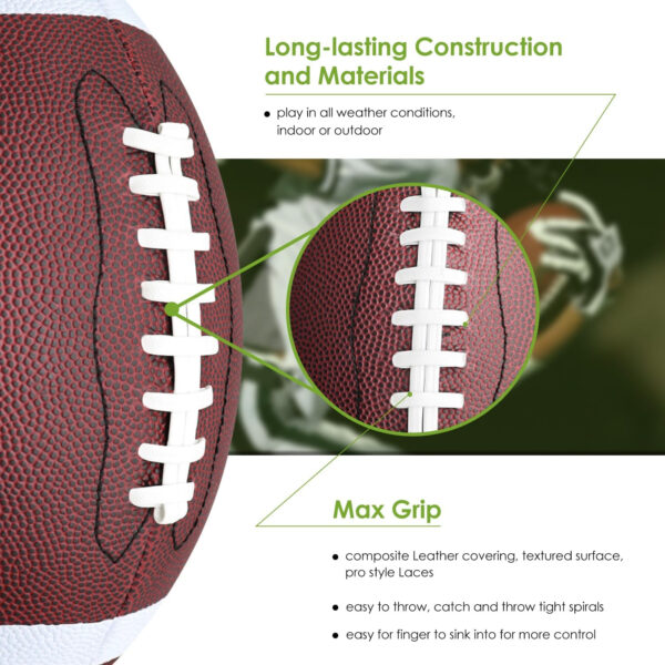 689a3ee03d4d609c6f32d3616bf6edda972e662c752705b09c526.jpg jiaonun 6 Pack Youth Size 6/Official Size 9 Footballs Inflatable with Pump for Youth, Junior, Adult, College, High School, Regulation Size Football, American Football, Composite Leather Foot Ball