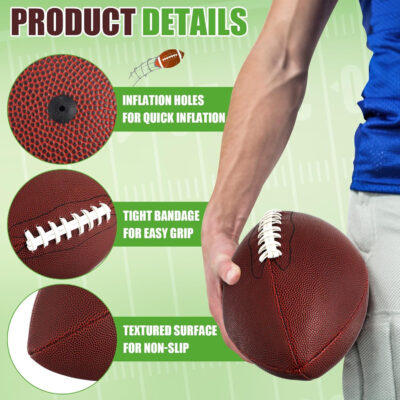 689a3fc157d3b3a3c4fb6ebb7475ff8ad6def51ce36d64bee3bde.jpg Syhood 12 Pack Composite Leather Footballs Official Size Footballs Bulk Leather Inflatable Football with Pump Regulation Highschool College Football for Training and Recreational Play