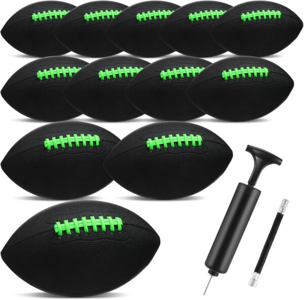 689a3fc7496f5549b704d6004cd3c3e5b6c2bf79ffb7c939476c2.jpg Syhood 12 Pack Composite Leather Footballs Official Size Footballs Bulk Leather Inflatable Football with Pump Regulation Highschool College Football for Training and Recreational Play