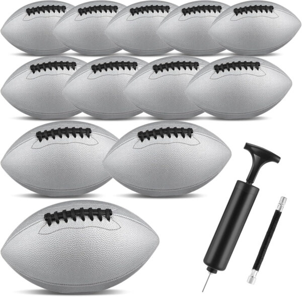 689a3fd51296d5252e9e9f76fd7a7a9d40100910efe2ea0235afd.jpg Syhood 12 Pack Composite Leather Footballs Official Size Footballs Bulk Leather Inflatable Football with Pump Regulation Highschool College Football for Training and Recreational Play