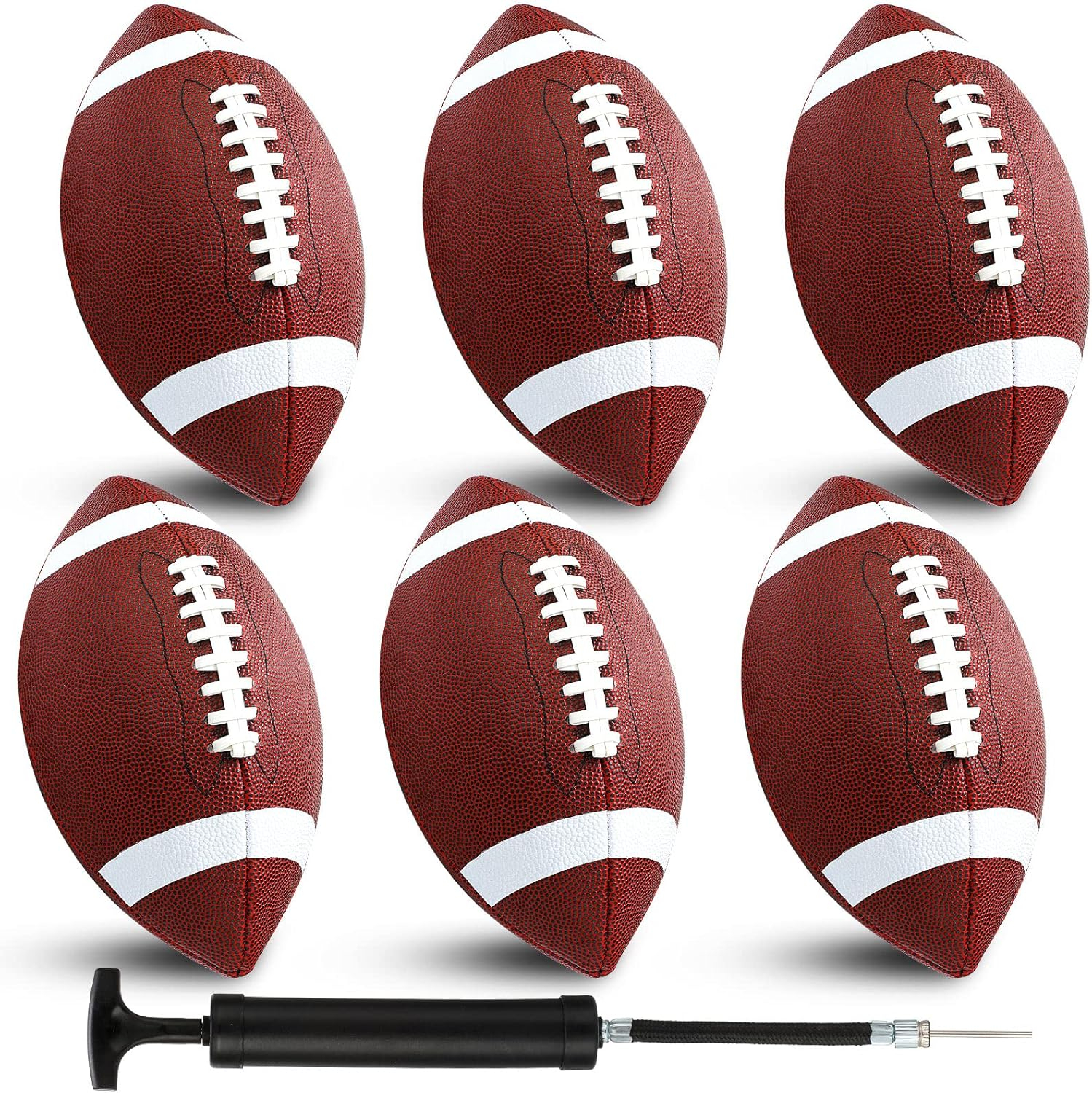 Jerify Composite Leather Footballs Official Size Composite Leather Balls Leather Inflatable Footballs with Pump Indoor Outdoor Footballs Bulk for Training and Recreational Play